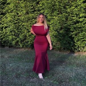 Elegant Burgundy Off-Shoulder Gown
